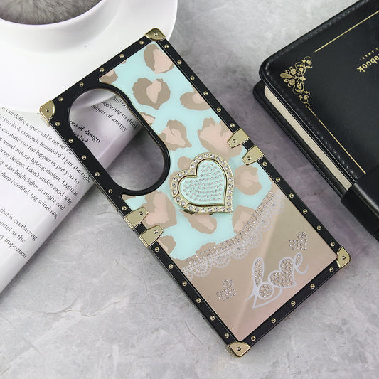 Vivo V50 Cover - Design 6 - Heart Bling Diamond Glitter Soft TPU Trunk Case With Ring Holder