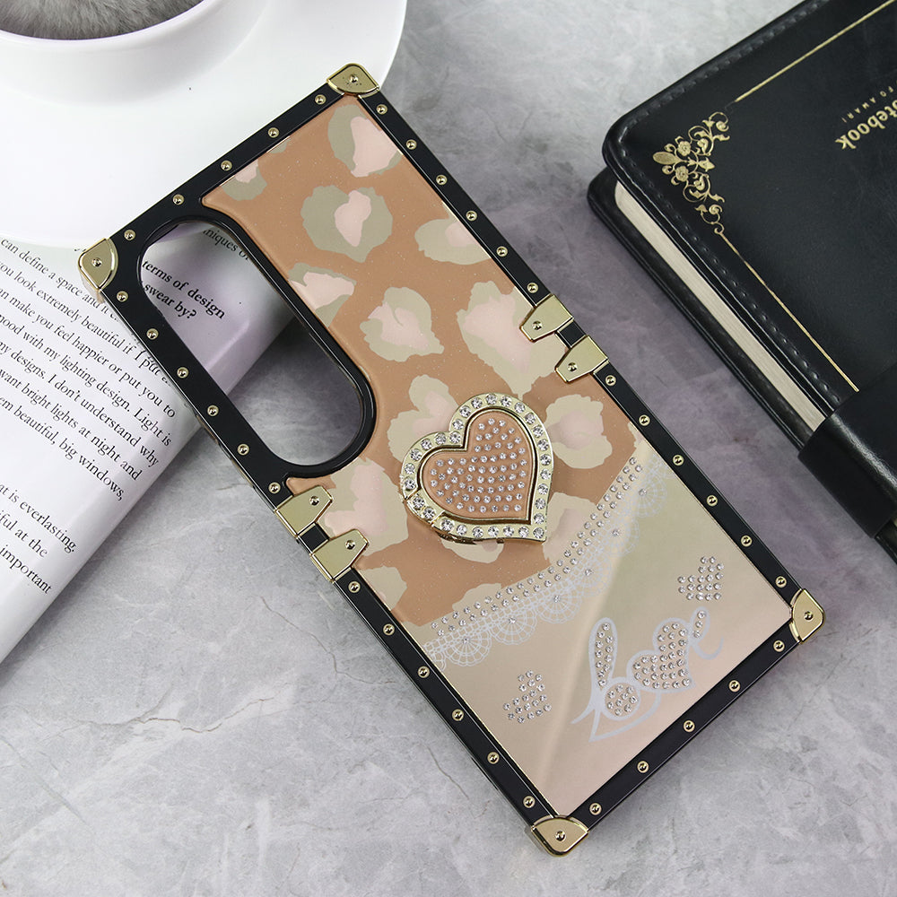 Vivo V50 Lite Cover - Design 5 - Heart Bling Diamond Glitter Soft TPU Trunk Case With Ring Holder