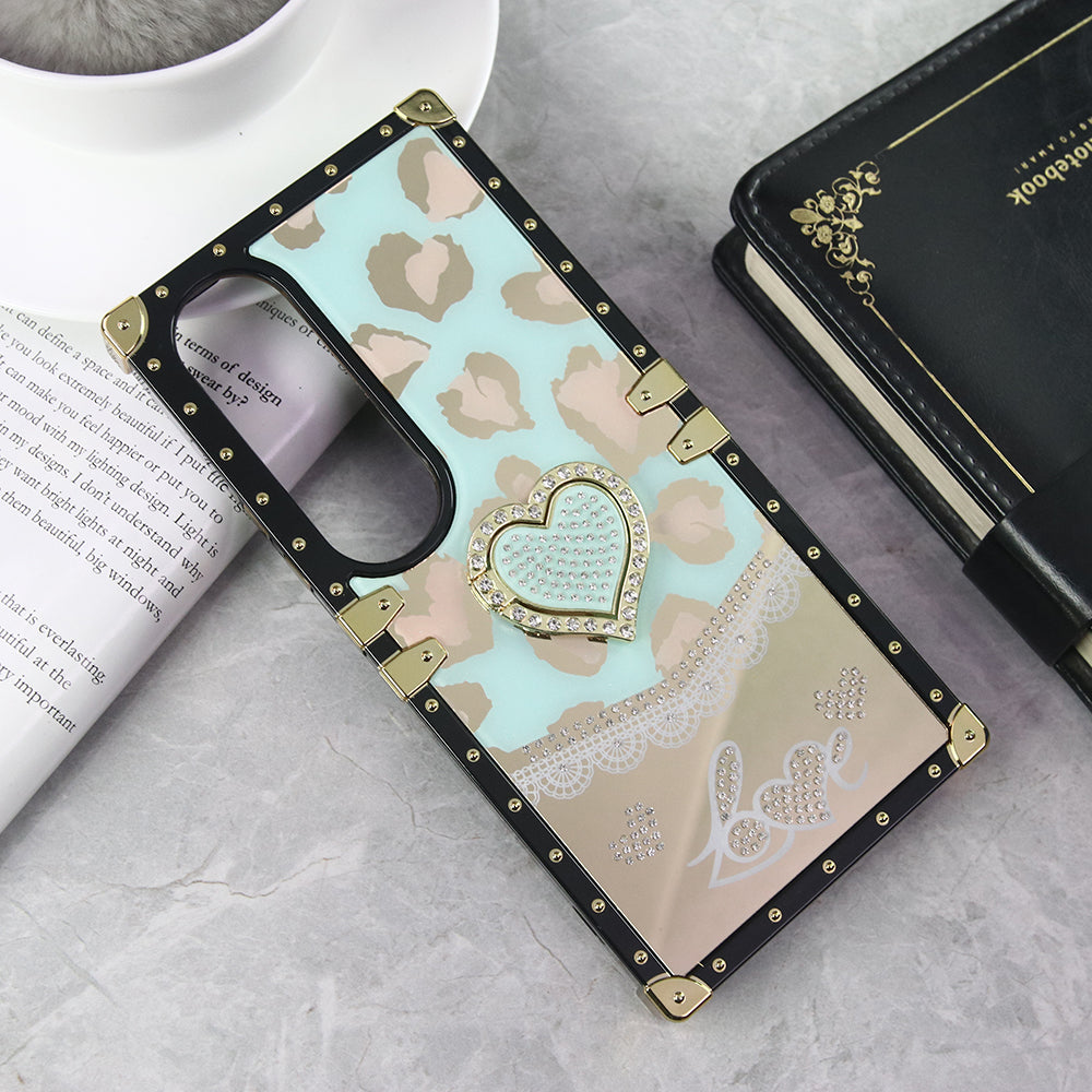 Vivo V50 Lite Cover - Design 6 - Heart Bling Diamond Glitter Soft TPU Trunk Case With Ring Holder