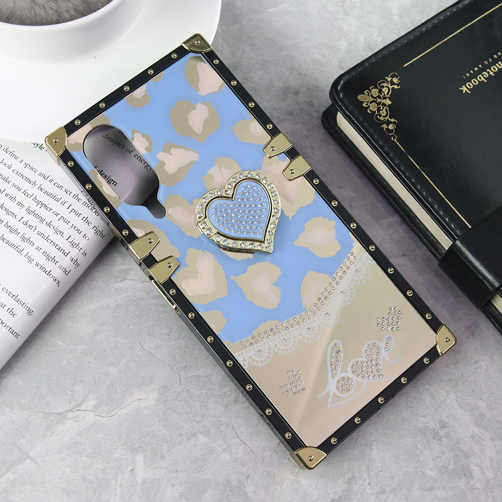 Vivo Y28 5G Cover - Design 4 - Heart Bling Diamond Glitter Soft TPU Trunk Case With Ring Holder