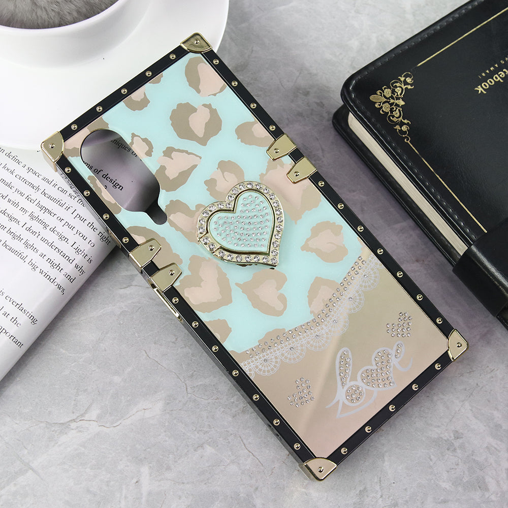 Vivo Y17s Cover - Design 6 - Heart Bling Diamond Glitter Soft TPU Trunk Case With Ring Holder