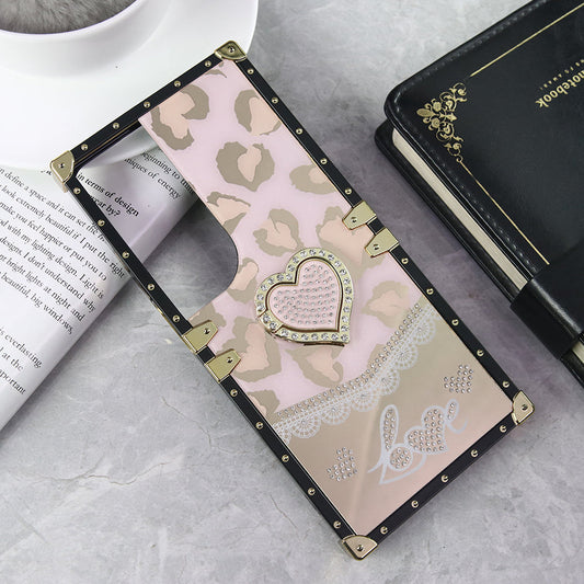 Vivo Y19s Cover - Design 1 - Heart Bling Diamond Glitter Soft TPU Trunk Case With Ring Holder