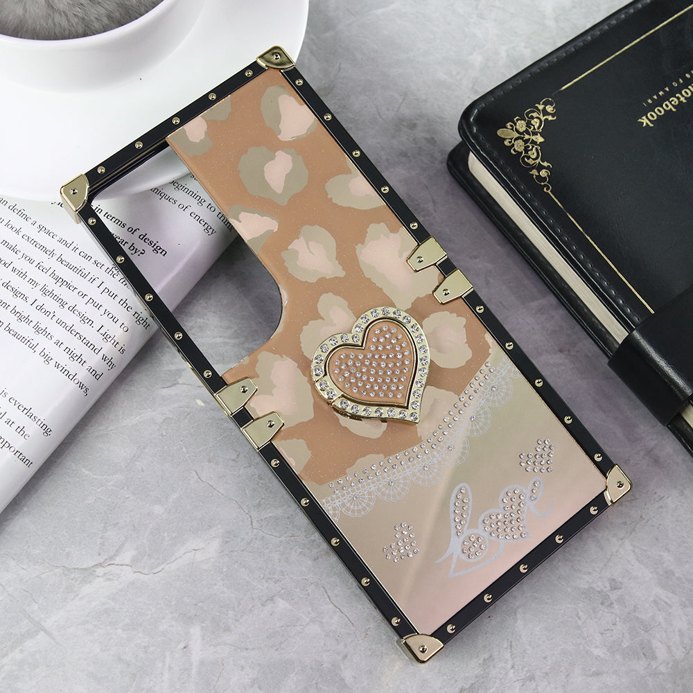 Vivo Y19s Pro Cover - Design 5 - Heart Bling Diamond Glitter Soft TPU Trunk Case With Ring Holder