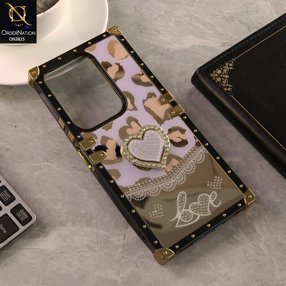 Vivo Y300t / Vivo T4x Cover - Design 3 - Heart Bling Diamond Glitter Soft TPU Trunk Case With Ring Holder