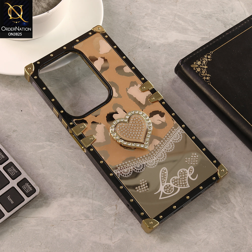 Vivo Y300t / Vivo T4x Cover - Design 5 - Heart Bling Diamond Glitter Soft TPU Trunk Case With Ring Holder