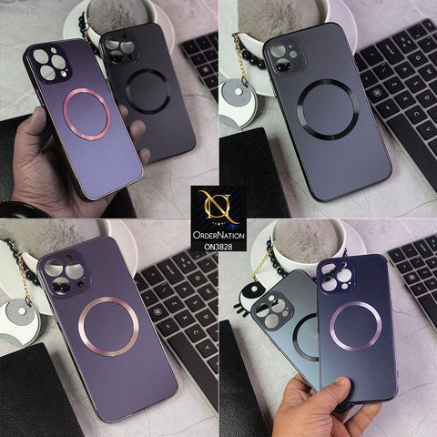 iPhone 12 Pro Cover - Purple - New MagSafe Electroplating Borders With Camera Bumper Hard Back Protective Case
