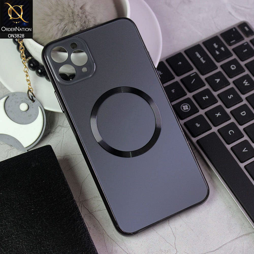 iPhone 11 Pro Max Cover - Black - New MagSafe Electroplating Borders With Camera Bumper Hard Back Protective Case