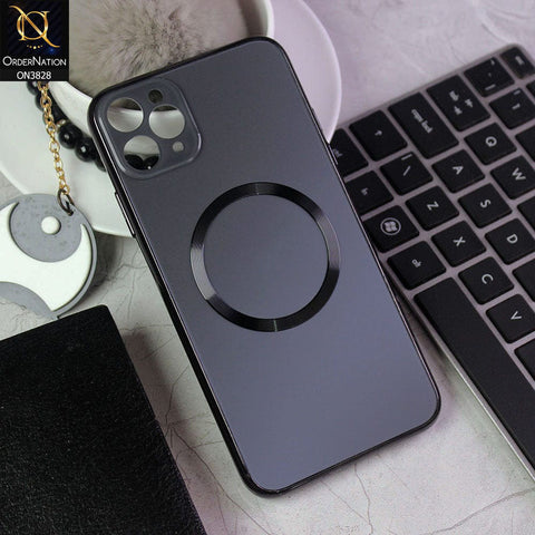 iPhone 11 Pro Max Cover - Black - New MagSafe Electroplating Borders With Camera Bumper Hard Back Protective Case