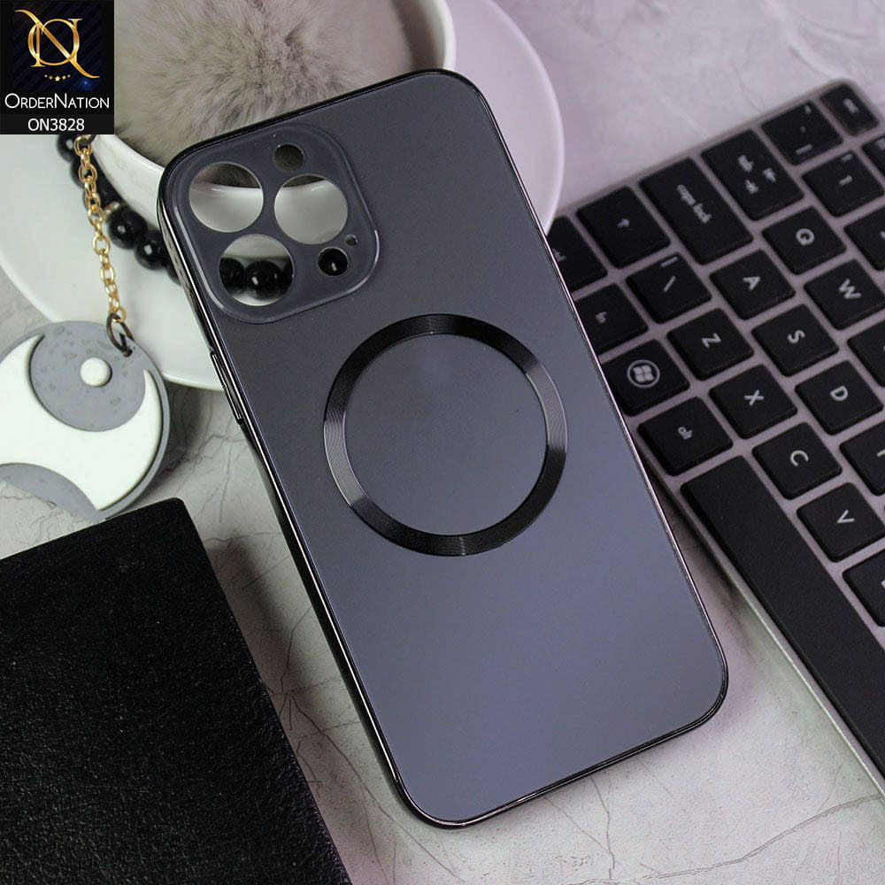 iPhone 12 Pro Max Cover - Black - New MagSafe Electroplating Borders With Camera Bumper Hard Back Protective Case
