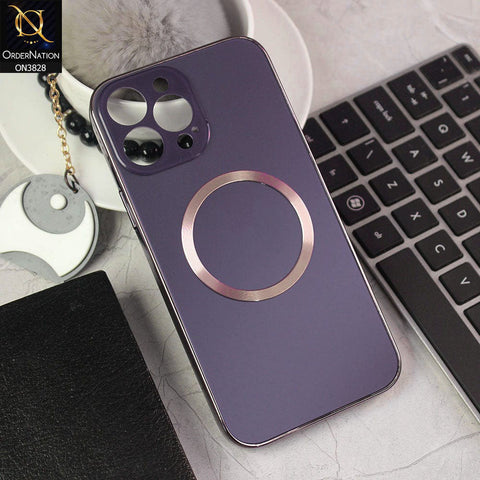iPhone 12 Pro Max Cover - Purple - New MagSafe Electroplating Borders With Camera Bumper Hard Back Protective Case