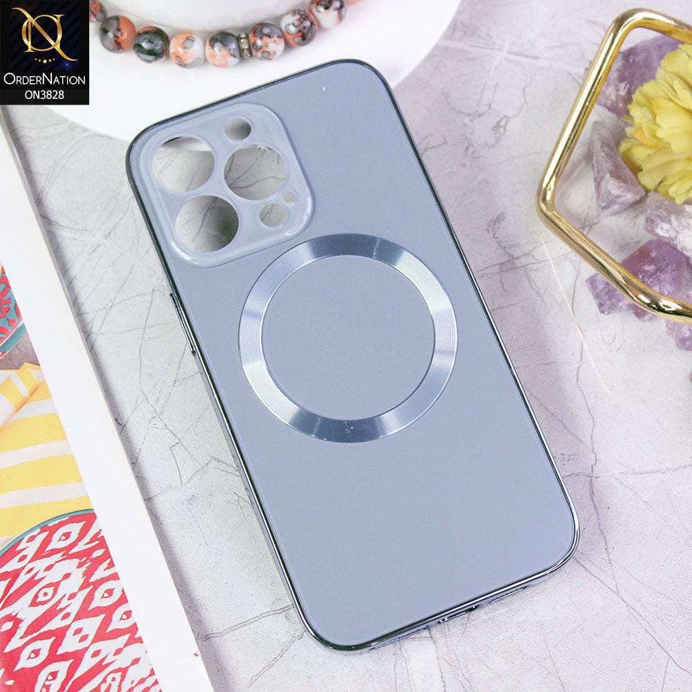 iPhone 13 Pro  Cover - Sierra Blue - New MagSafe Electroplating Borders With Camera Bumper Hard Back Protective Case