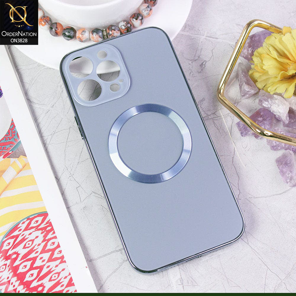 iPhone 13 Pro Max  Cover - Sierra Blue - New MagSafe Electroplating Borders With Camera Bumper Hard Back Protective Case