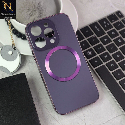 iPhone 14 Pro Cover - Purple - New MagSafe Electroplating Borders With Camera Bumper Hard Back Protective Case