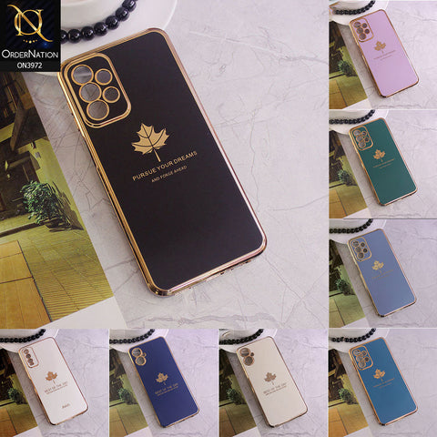 Oppo F17 Pro Cover - White - Electroplating Borders Maple Leaf Camera Bumper Protection Soft Silicone Case