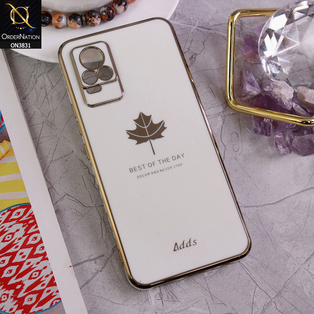 Vivo Y73 Cover - Design 6 - New Electroplating Borders Maple Leaf Camera Protection Soft Silicone Case
