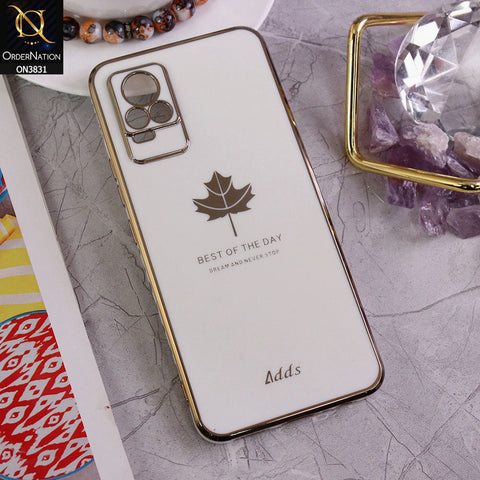 Vivo Y73 Cover - Design 6 - New Electroplating Borders Maple Leaf Camera Protection Soft Silicone Case