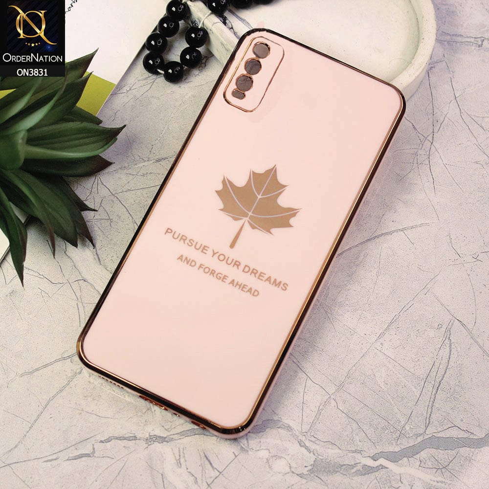 Vivo Y12a Cover - Design 9 - New Electroplating Borders Maple Leaf Camera Protection Soft Silicone Case
