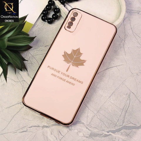 Vivo Y12s Cover - Design 9 - New Electroplating Borders Maple Leaf Camera Protection Soft Silicone Case