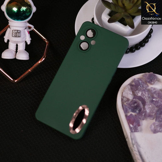 OnePlus Nord N20 5G Cover - Dark Green - Soft Silicone Camera Lense Protector Chrome Logo Hole Case