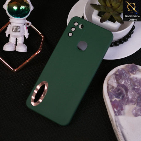 Infinix Hot 11 Play Cover - Dark Green - Soft Silicone Camera Lense Protector Chrome Logo Hole Case