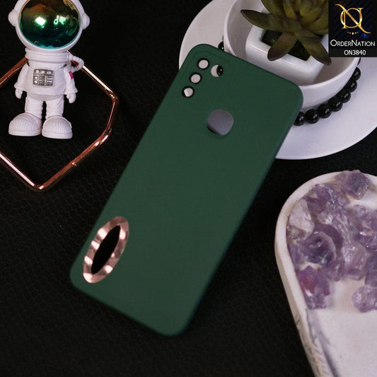 Infinix Hot 10 Play Cover - Dark Green - Soft Silicone Camera Lense Protector Chrome Logo Hole Case