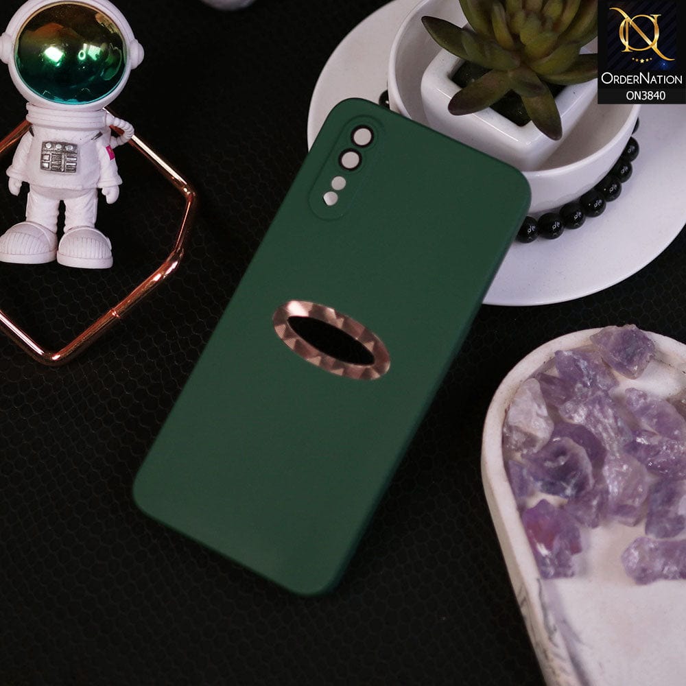 Vivo Y51 (2020 September) Cover - Dark Green - Soft Silicone Camera Lense Protector Chrome Logo Hole Case
