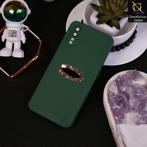 Vivo Y51 (2020 September) Cover - Dark Green - Soft Silicone Camera Lense Protector Chrome Logo Hole Case