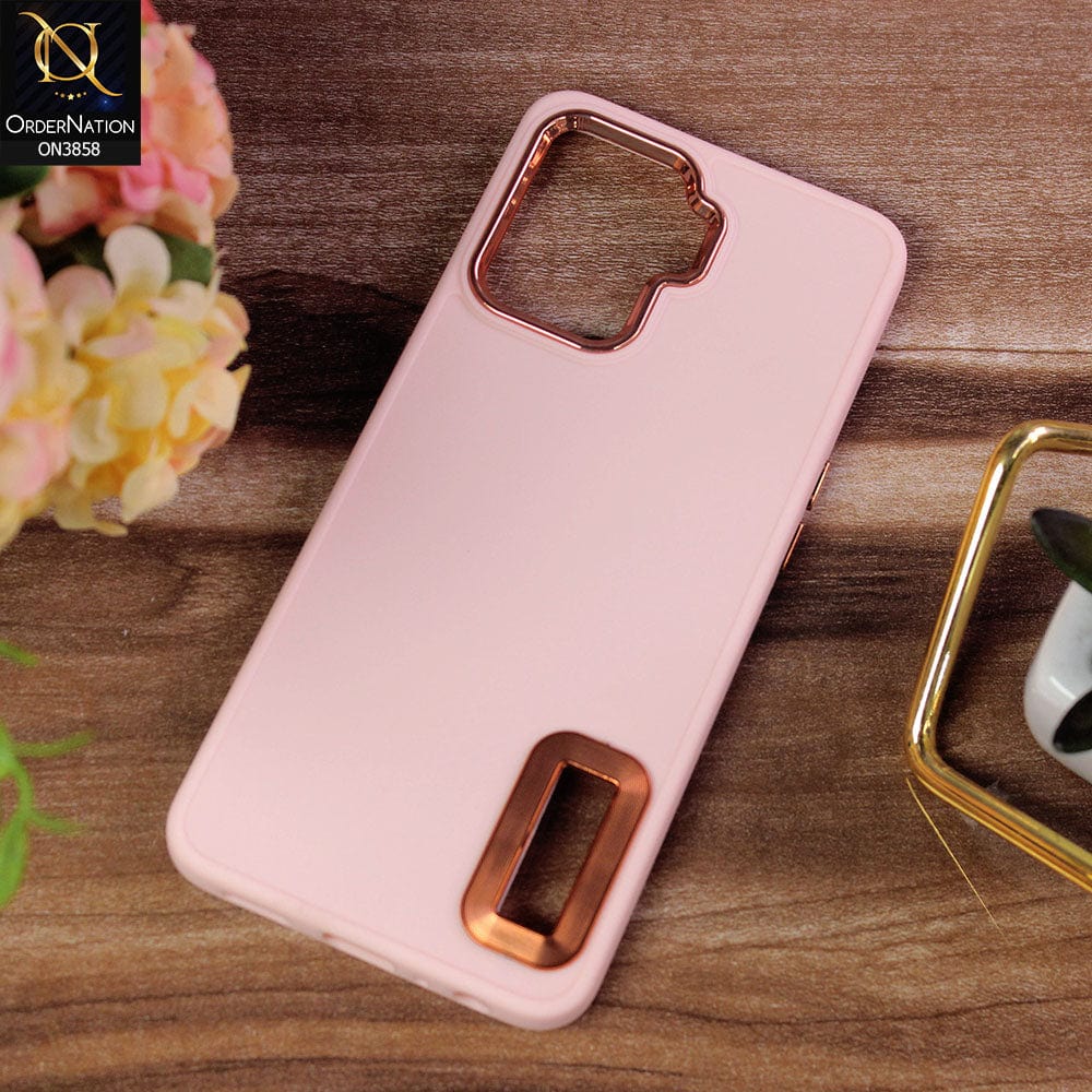 Oppo A94 Cover - Pink - New Soft Silicone Electroplating Camera Ring Chrome Logo Hole Case