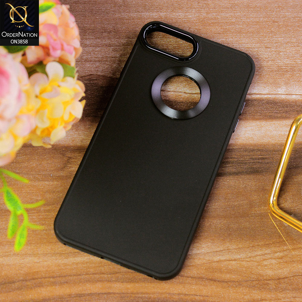 iPhone 8 Plus / 7 Plus  Cover - Black - New Soft Silicone Electroplating Camera Ring Chrome Logo Hole Case