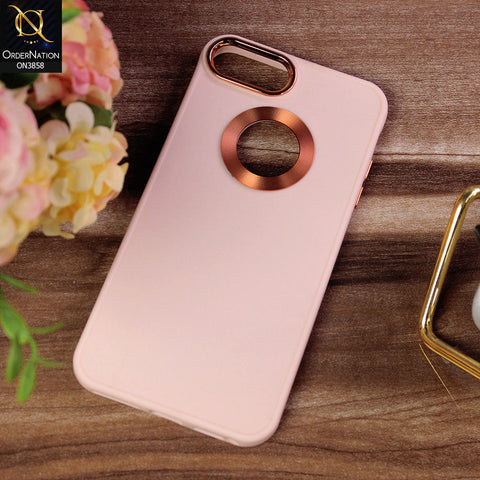 iPhone 8 Plus / 7 Plus  Cover - Pink - New Soft Silicone Electroplating Camera Ring Chrome Logo Hole Case