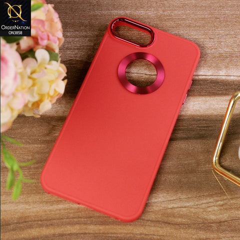 iPhone 8 Plus / 7 Plus  Cover - Red - New Soft Silicone Electroplating Camera Ring Chrome Logo Hole Case