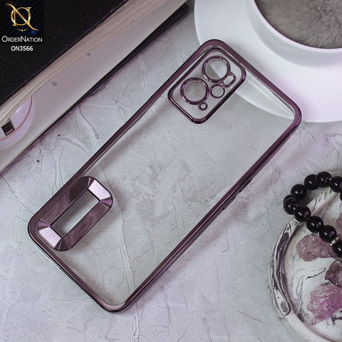 Oppo A76 Cover - Purple - Electroplating Borders Chrome Logo Hole Soft Silicone Camera Bumper Case