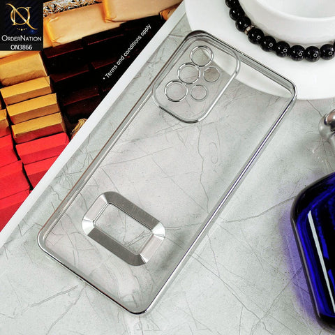 Samsung Galaxy A33 5G Cover - Silver - Electroplating Borders Chrome Logo Hole Soft Silicone Camera Bumper Case