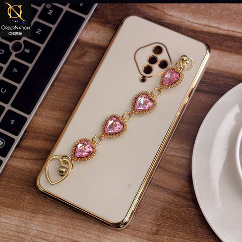 Vivo Y51 (2020 September) Cover - Skin - New Electroplating Silk Shiny Camera Bumper Soft Case With Heart Chain Holder