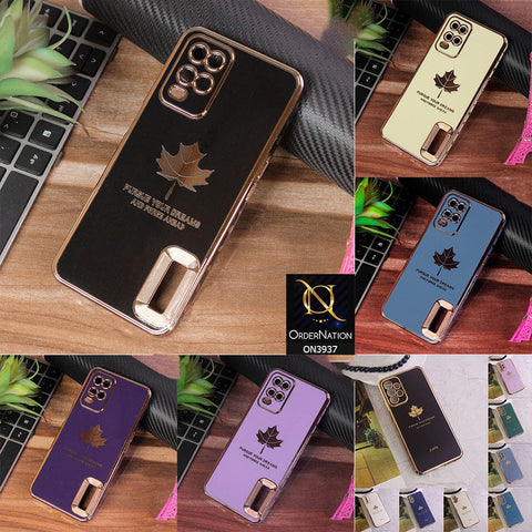 Oppo A94 Cover - Design 2 - New Electroplating Borders Maple Leaf Chrome logo Hole Camera Protective Soft Silicone Case