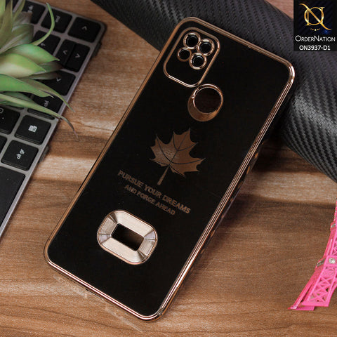 Xiaomi Redmi 10A Cover - Design 1 - New Electroplating Borders Maple Leaf Chrome logo Hole Camera Protective Soft Silicone Case
