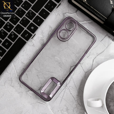 Oppo A17 Cover - Deep Purple - Soft Silicone Colour Borders Logo Hole Camera Protection Case