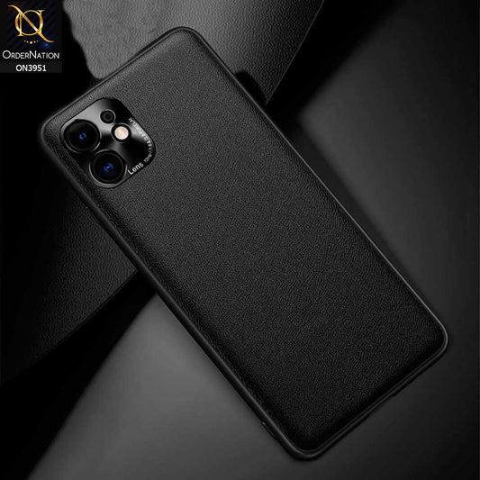 iPhone 11 Cover - Black - ONation Classy Leather Series - Minimalistic Classic Textured Pu Leather With Attractive Metallic Camera Protection Soft Borders Case