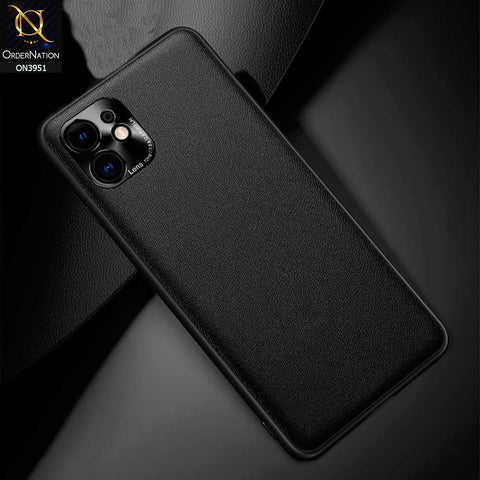 iPhone 11 Cover - Black - ONation Classy Leather Series - Minimalistic Classic Textured Pu Leather With Attractive Metallic Camera Protection Soft Borders Case