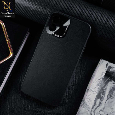iPhone 11 Cover - Black - ONation Classy Leather Series - Minimalistic Classic Textured Pu Leather With Attractive Metallic Camera Protection Soft Borders Case