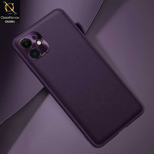 iPhone 11 Cover - Purple - ONation Classy Leather Series - Minimalistic Classic Textured Pu Leather With Attractive Metallic Camera Protection Soft Borders Case
