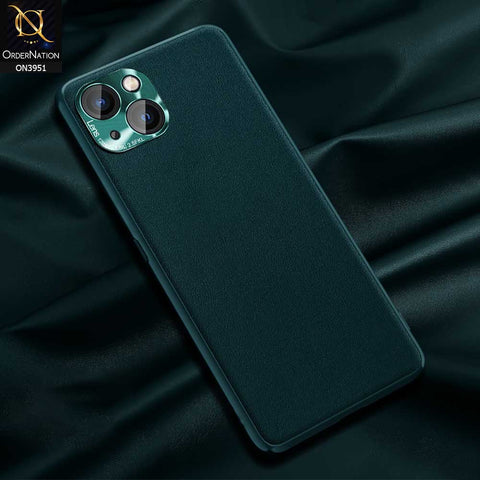 iPhone 13 Cover - Green - ONation Classy Leather Series - Minimalistic Classic Textured Pu Leather With Attractive Metallic Camera Protection Soft Borders Case
