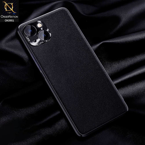 iPhone 13 Cover - Black - ONation Classy Leather Series - Minimalistic Classic Textured Pu Leather With Attractive Metallic Camera Protection Soft Borders Case