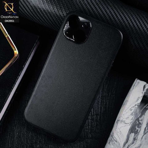iPhone 13 Cover - Black - ONation Classy Leather Series - Minimalistic Classic Textured Pu Leather With Attractive Metallic Camera Protection Soft Borders Case