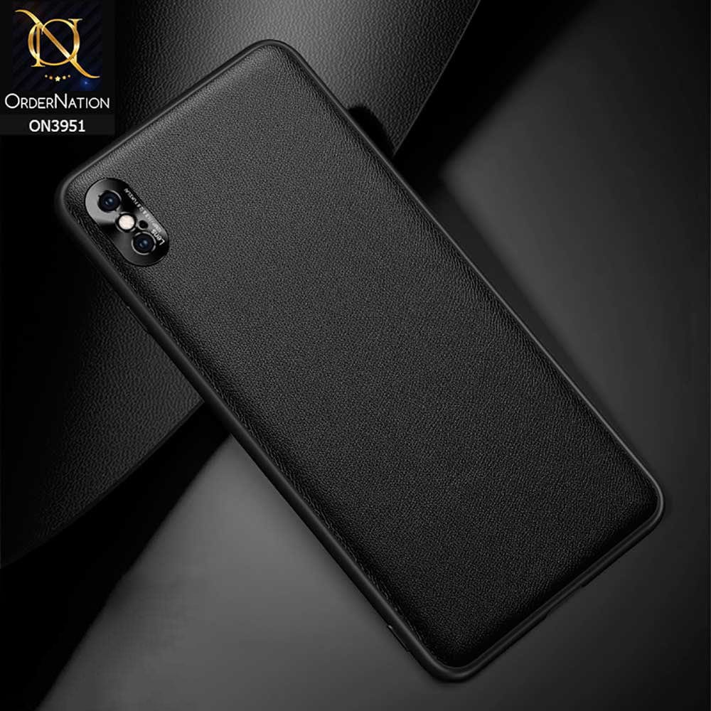 iPhone XS / X Cover - Black - ONation Classy Leather Series - Minimalistic Classic Textured Pu Leather With Attractive Metallic Camera Protection Soft Borders Case