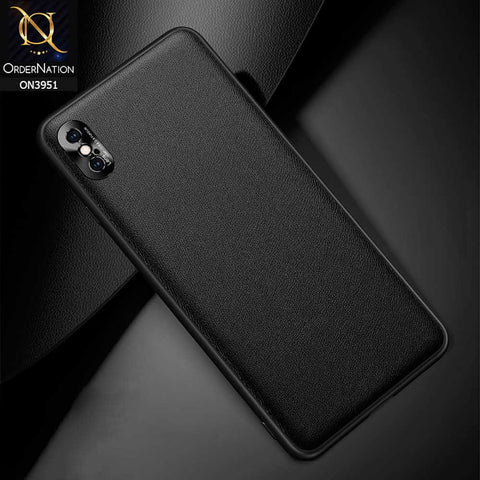 iPhone XS / X Cover - Black - ONation Classy Leather Series - Minimalistic Classic Textured Pu Leather With Attractive Metallic Camera Protection Soft Borders Case
