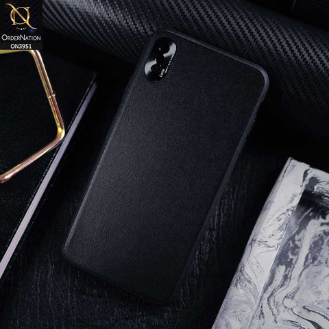 iPhone XS / X Cover - Black - ONation Classy Leather Series - Minimalistic Classic Textured Pu Leather With Attractive Metallic Camera Protection Soft Borders Case
