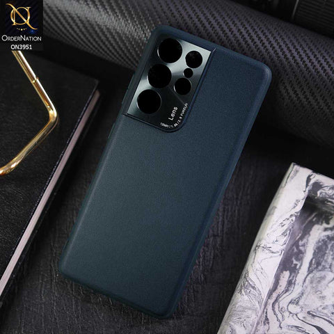 Samsung Galaxy S21 Ultra 5G Cover - Green - ONation Classy Leather Series - Minimalistic Classic Textured Pu Leather With Attractive Metallic Camera Protection Soft Borders Case
