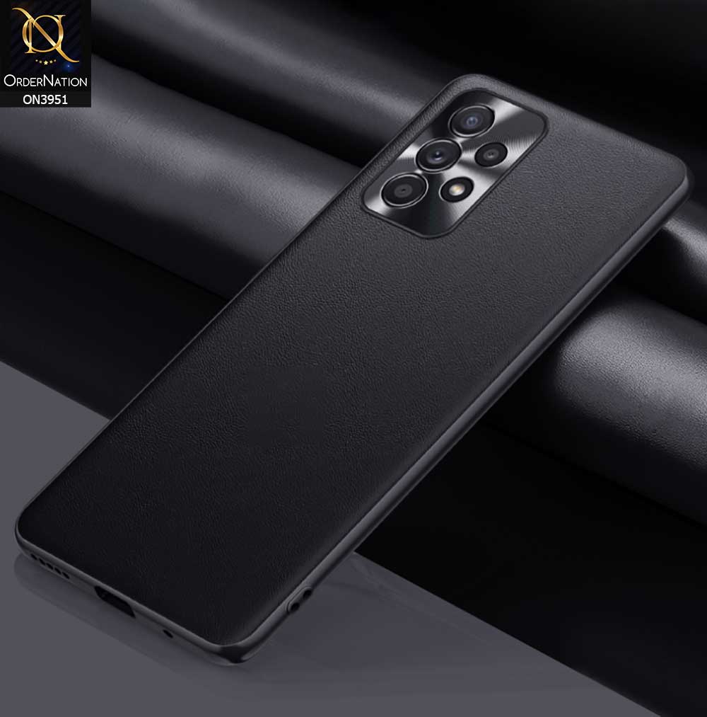 Samsung Galaxy A33 5G Cover - Black - ONation Classy Leather Series - Minimalistic Classic Textured Pu Leather With Attractive Metallic Camera Protection Soft Borders Case