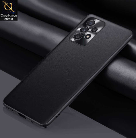 Samsung Galaxy A33 5G Cover - Black - ONation Classy Leather Series - Minimalistic Classic Textured Pu Leather With Attractive Metallic Camera Protection Soft Borders Case